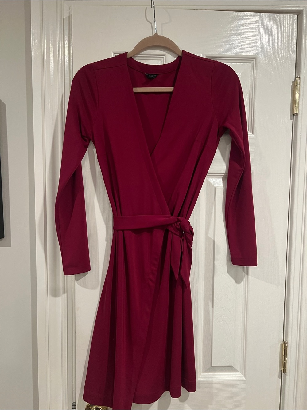 Ann Taylor Berry Wrap Dress with Tie-Waist